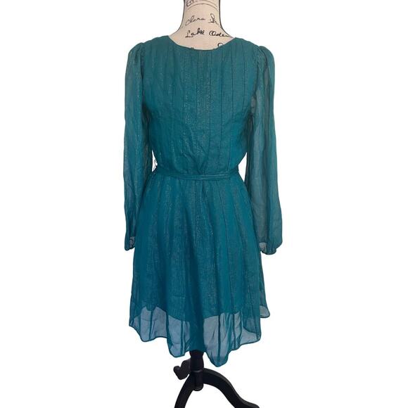 LILLY PULITZER KALIANNA DRESS VALENCIA TEAL/METALLIC SZ S FLOWY SOPHISTICATED - Picture 10 of 16